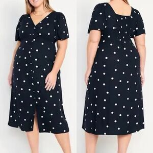 Old Navy Blue Baby Doll Polka Dot Flutter Sleeve Midi Dress XXL